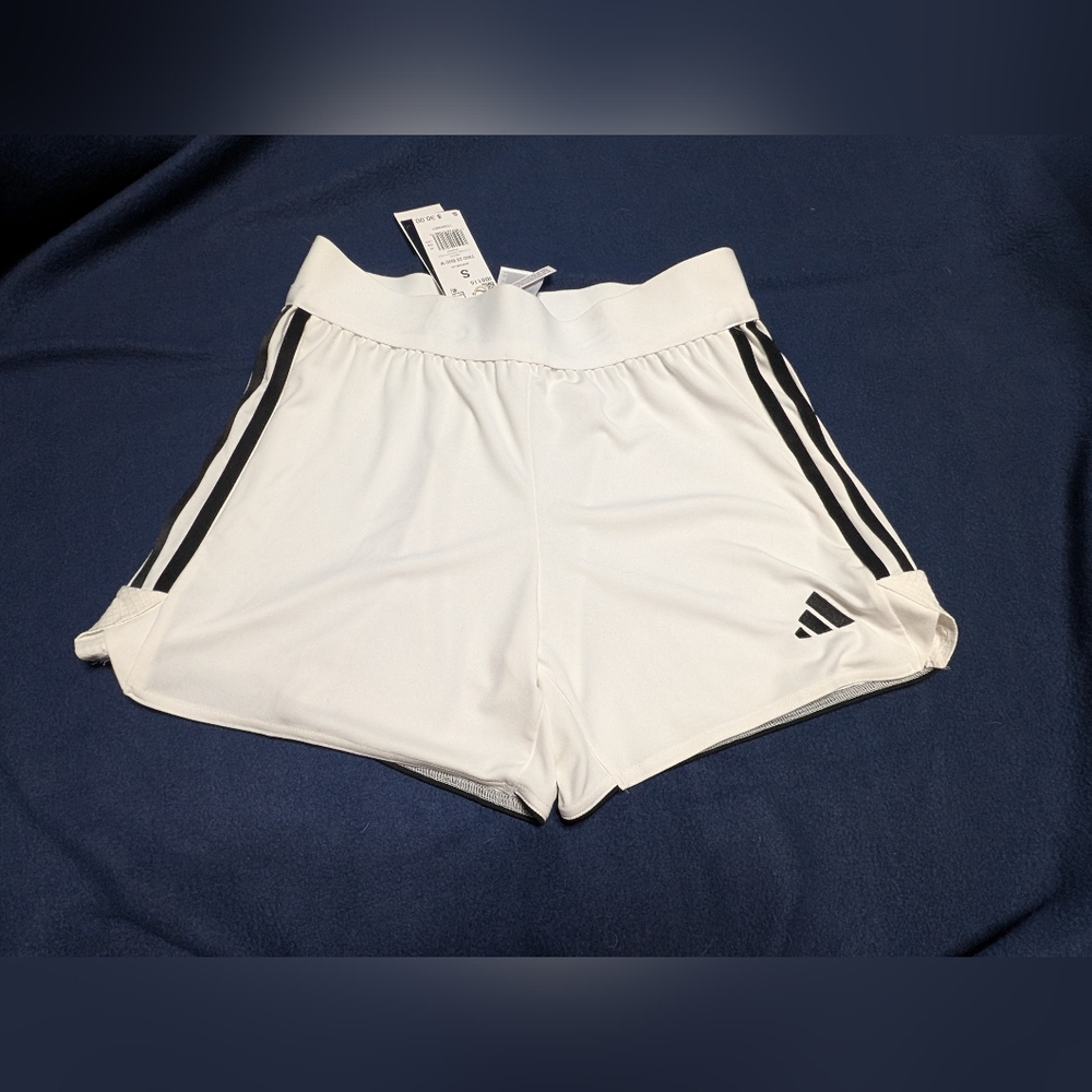 adidas White Athletic Shorts with Black Stripes